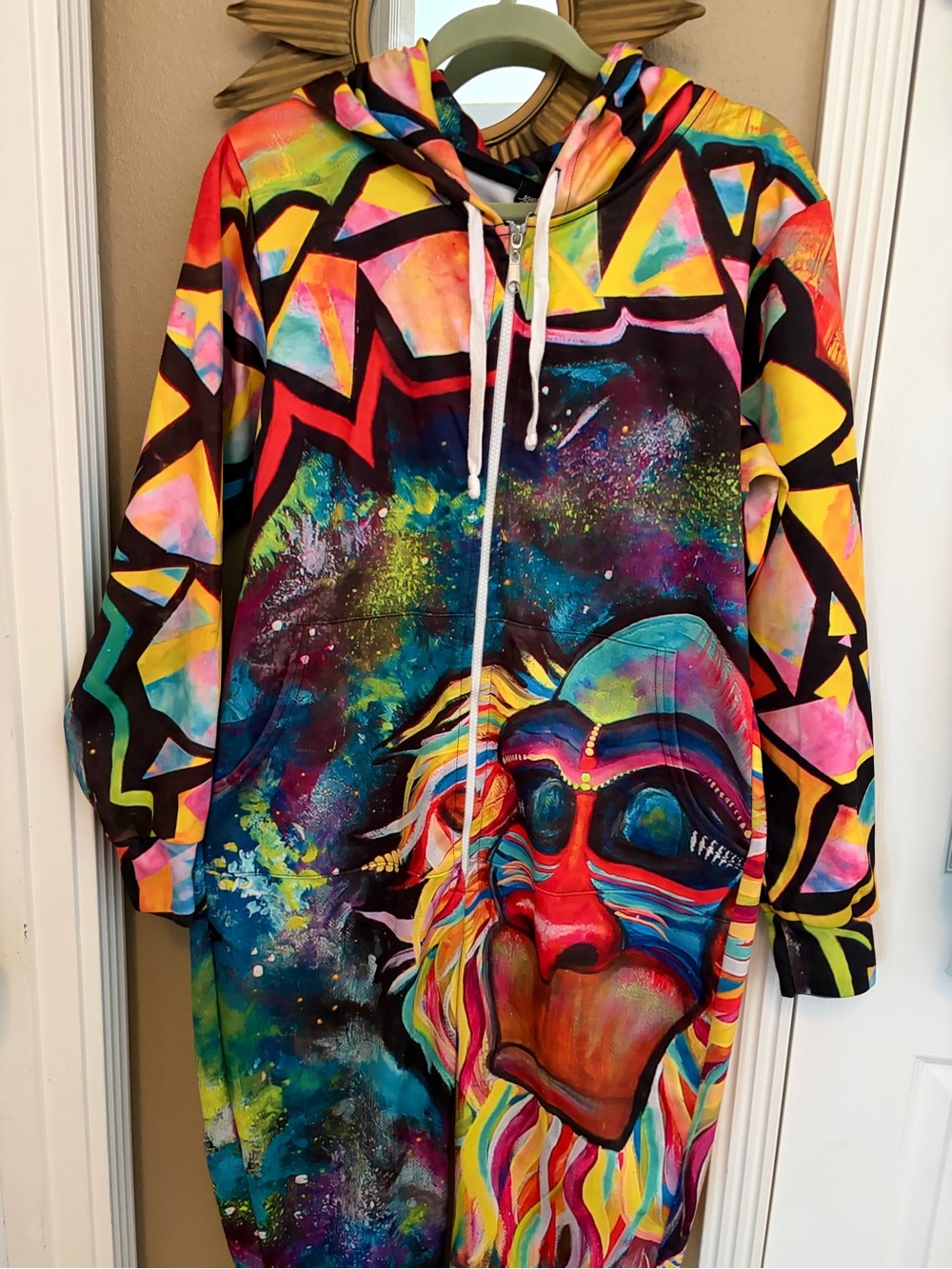 Electro Threads Meditating Rafiki Full Body Hooded Jumpsuit with Pockets  M!!